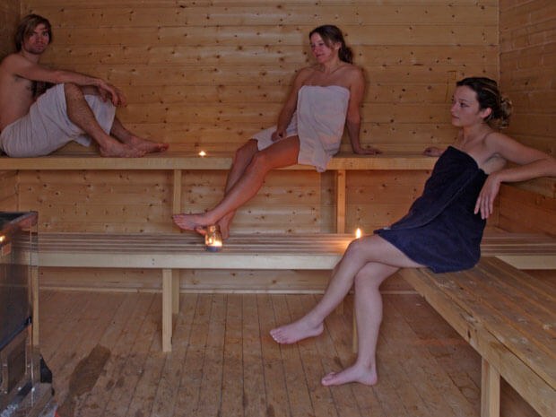 Saunabereich im Aktivcamp in Schweden